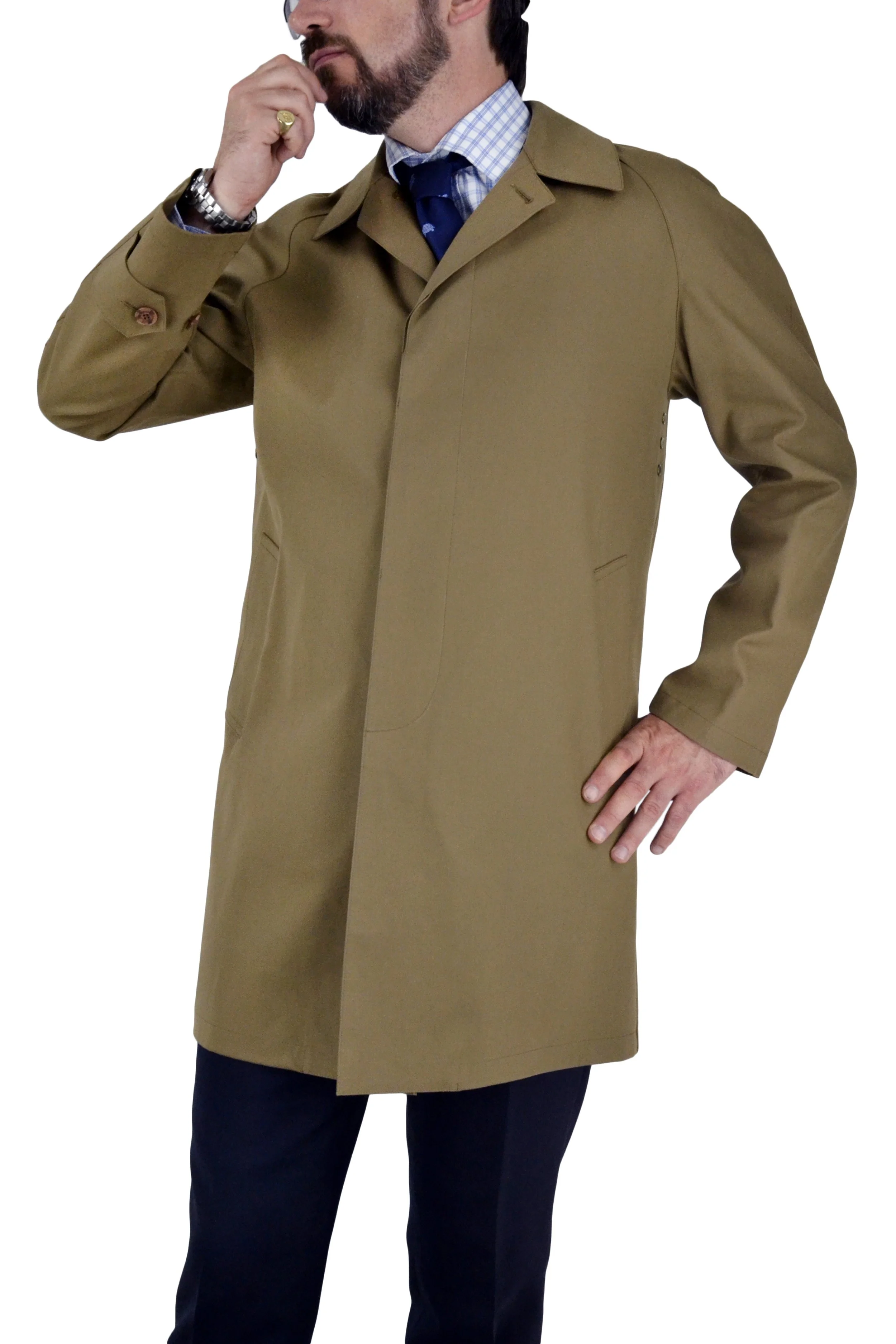 Mackintosh Coat in Tan with Zip-In Wool Lining — C.D. Rigden & Son